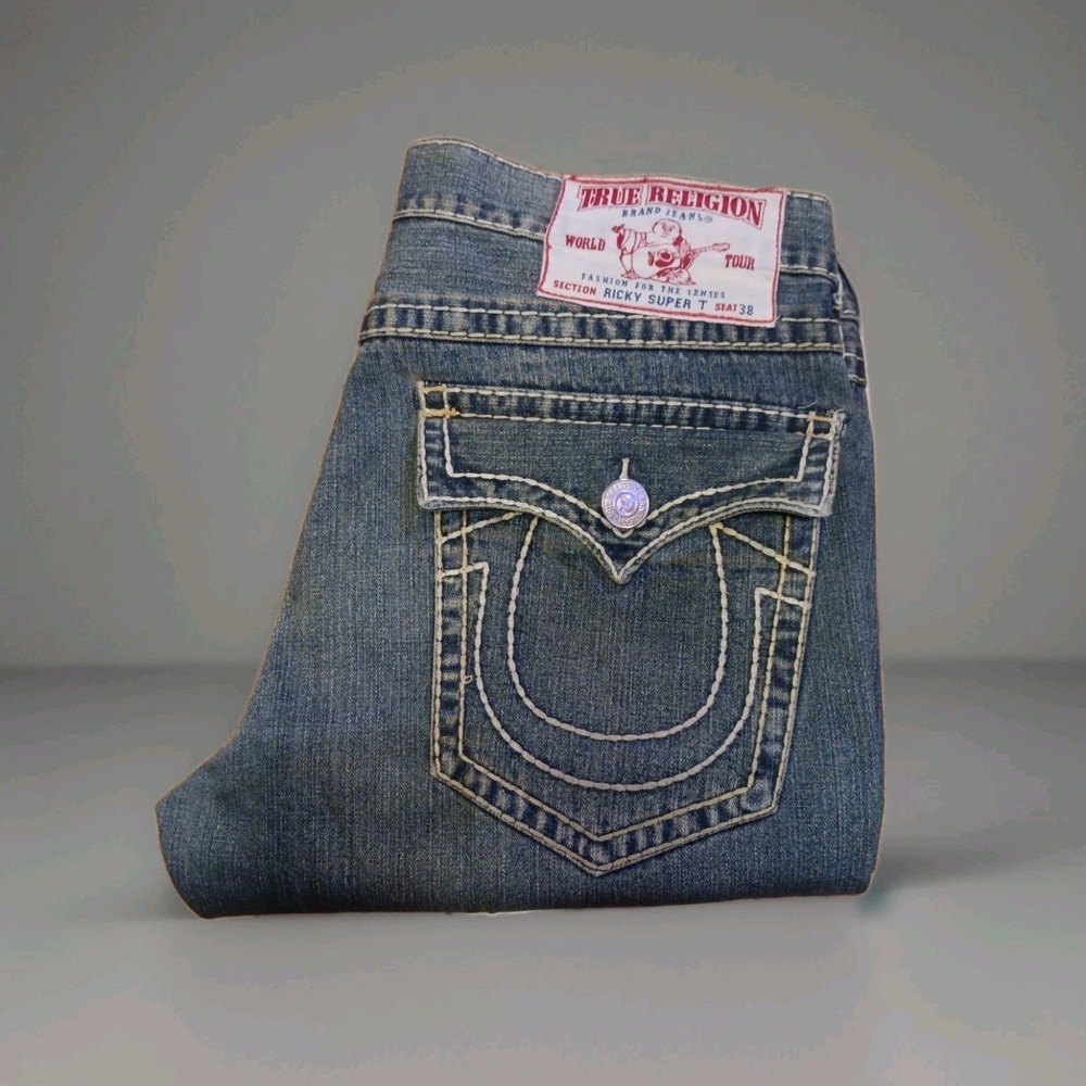 Vintage True Religion Ricky Super T Jeans Men's Size 38 x 34 Made in USA Thick